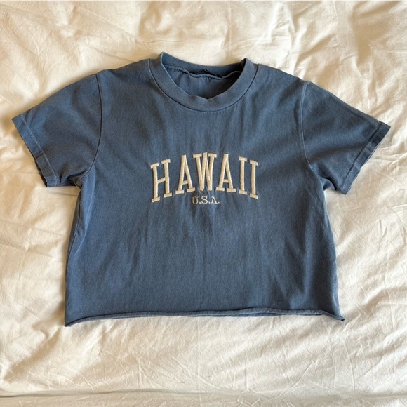 Brandy Melville Tops - Brandy Melville Blue Cropped Hawaii Tee Size XS - Small